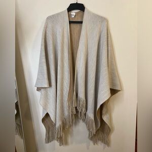 Sonoma Beige Fringe Shawl Cape Sweater
